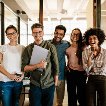 cheerful team of coworkers